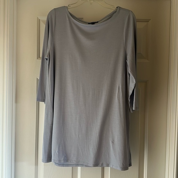 Eileen Fisher Tops - Eileen Fisher Wistr Fine Tencel Jersey Stretch Bateau Neck Tunic Blue Medium